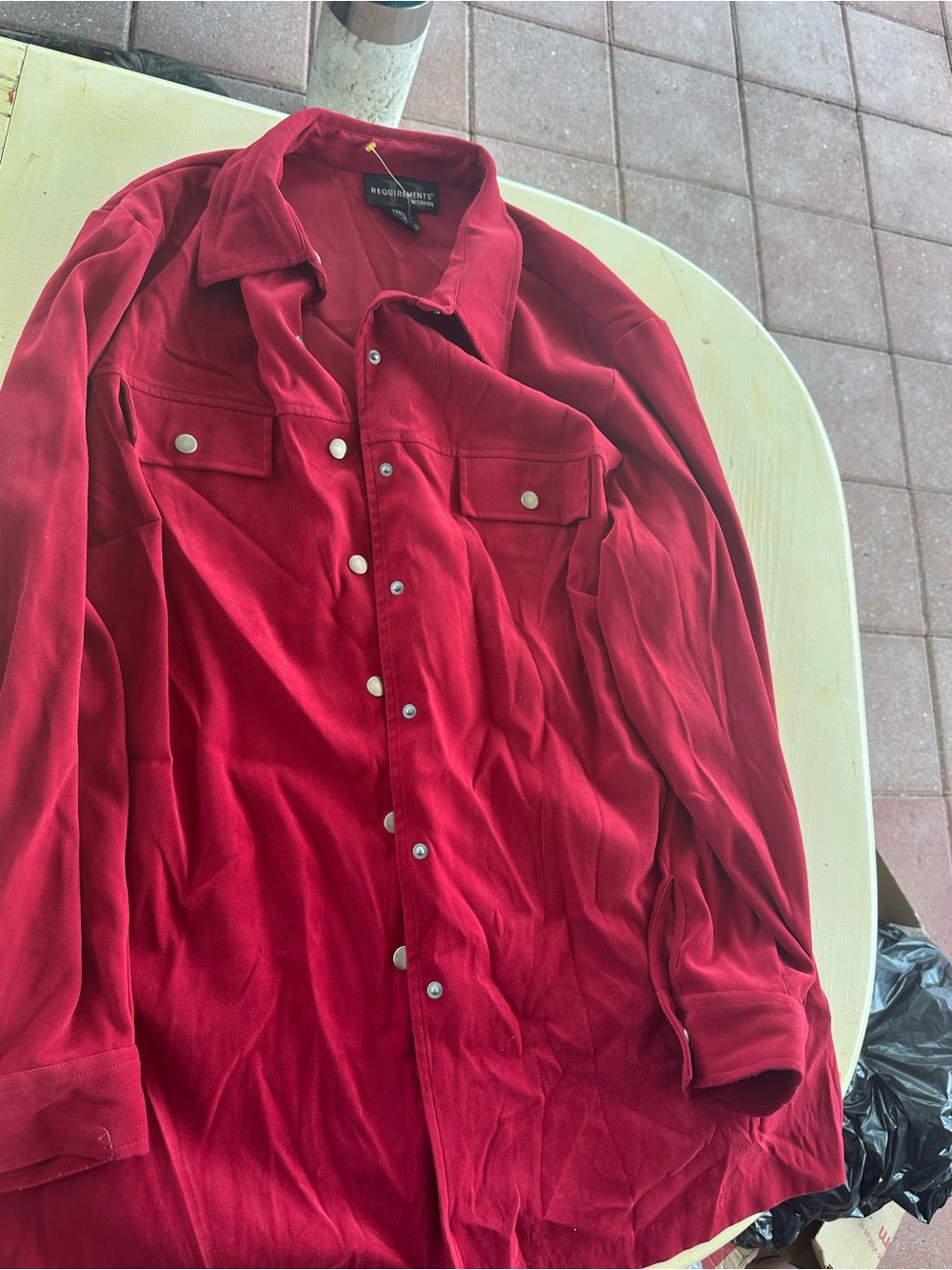 Requirements Red Lightweight Button-Up Shirt Jacket